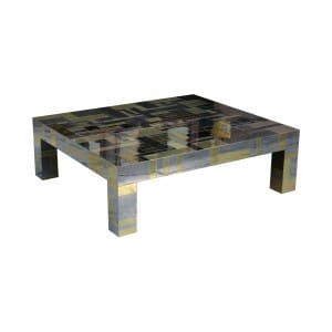 Paul Evans Directional Cityscape Coffee Table in Chrome and Brass