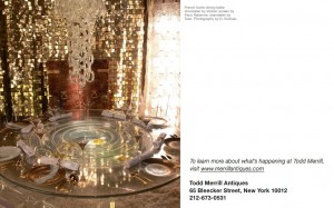 French lucite dining table; chandelier by Vistosi; screen by Paco Rabanne; chandelier by Toso. Photography by D. Sullivan.