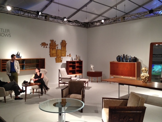 Hostler Burrows booth with Axel Einer Hjorth’s chrome and glass table in the foreground