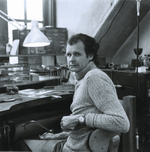 Olaf Skoogfors (1930-1975) in his Mt. Airy studio, early 1970's. Courtesy of Judy Skoogfors-Prip.