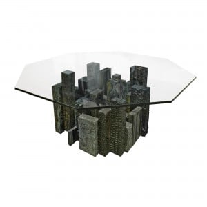 Paul Evans Dining Table in Sculpted Steel and Bronze 1970