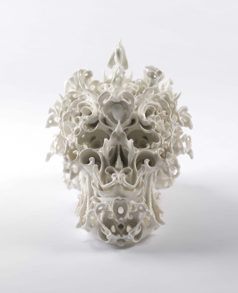 Katsuyo Aoki, Predictive Dream Series Skull no. 44, porcelain, 12” H x 11” W x 14” D, 2013