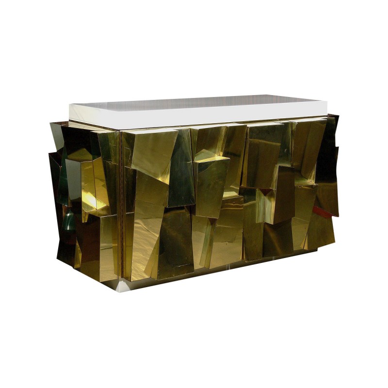 Paul Evans Console in Faceted Brass