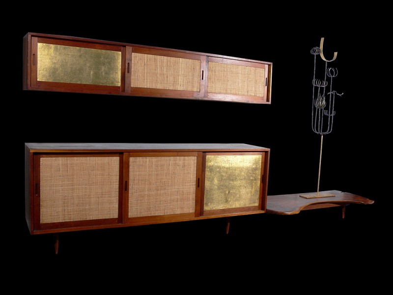 Paul Evans and Phillip Lloyd Powell Console and Hanging Cabinet Custom