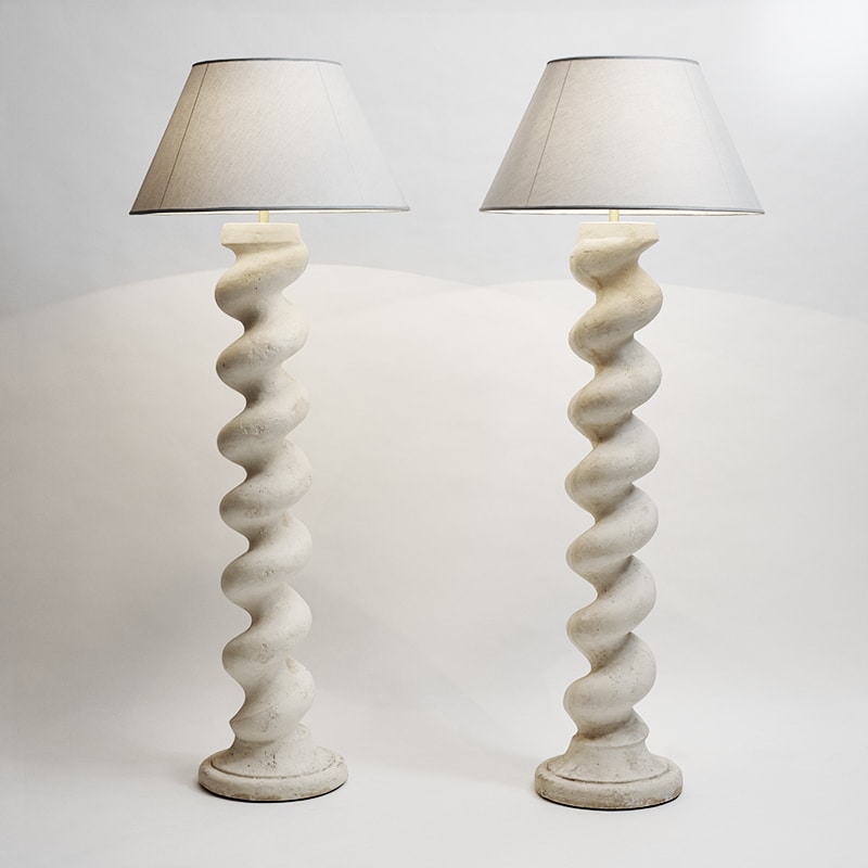 Michael Taylor Pair Of Plaster Floor, White Plaster Table Lamps
