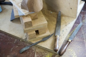Some simple tools are used to shape wood.
