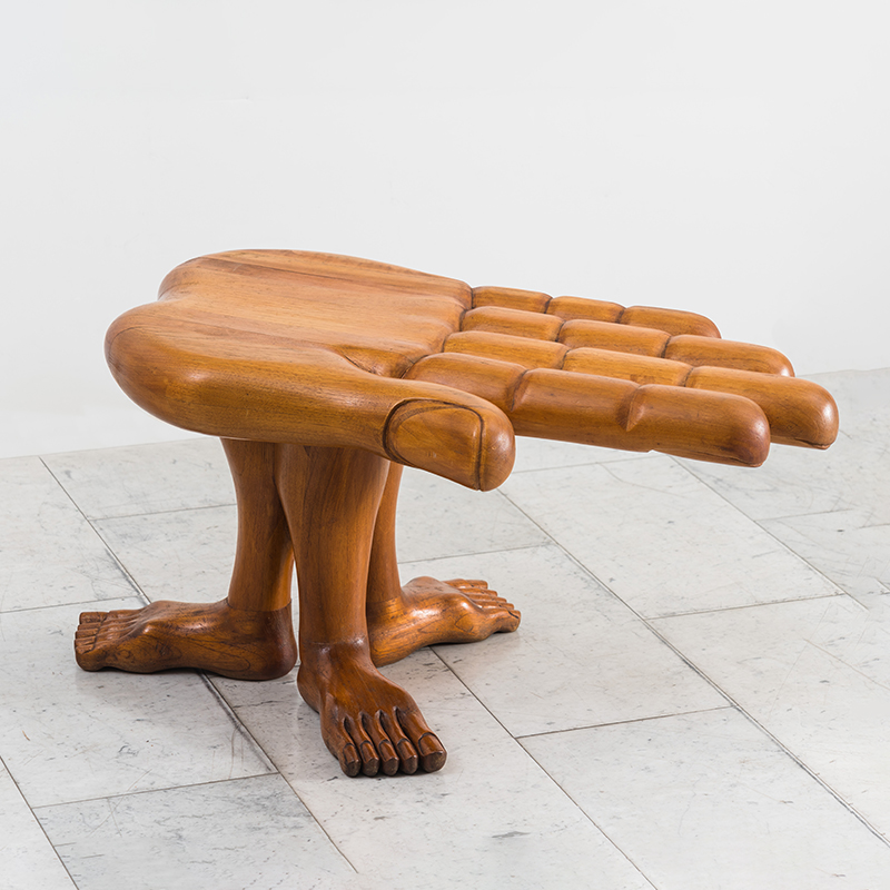 Rare Editioned Bronze Hand and Feet Chair by Pedro Friedeberg