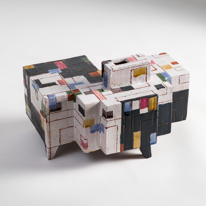 black and white landscape vessel